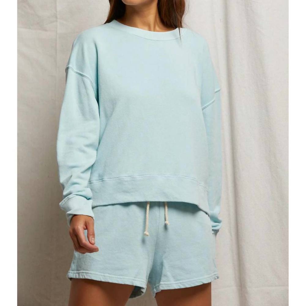 NEW PERFECTWHITETEE tyler french terry sweatshirt in iced aqua large - Picture 3 of 4